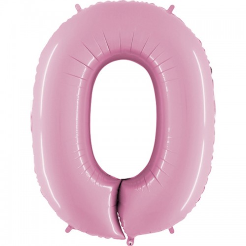 Balão Número 0 Rosa Claro